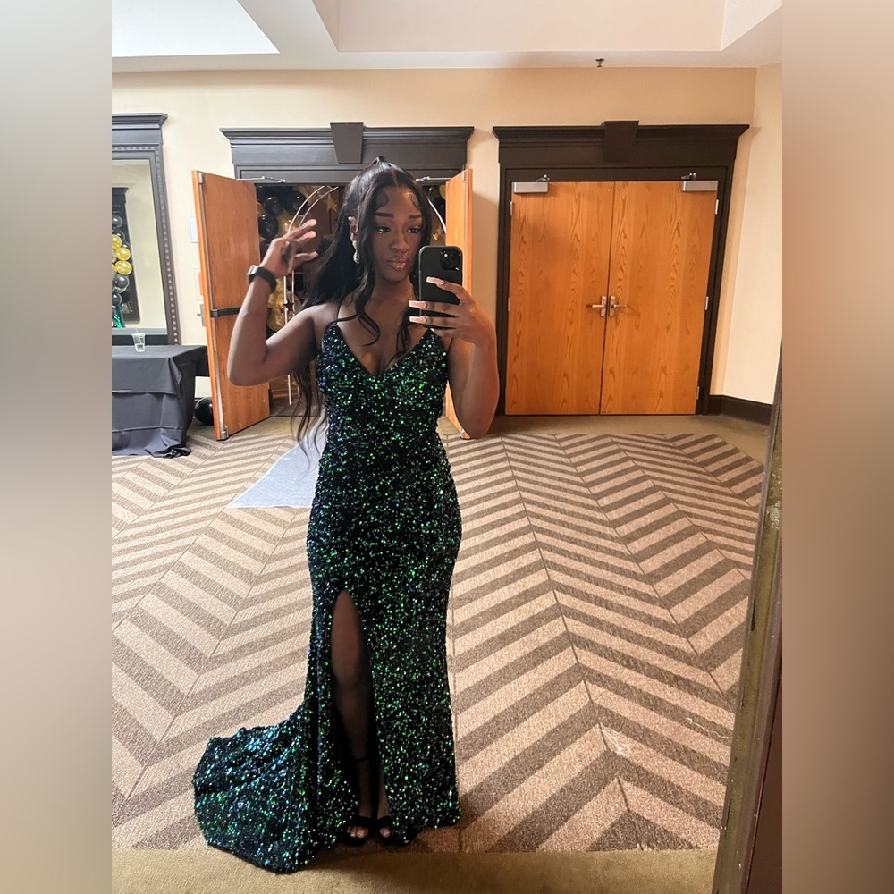 Green prom dress.